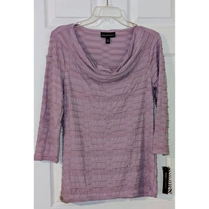 Dana Buchman Womens Top Size S Purple Textured 3/4 Sleeve Cowl Neck Blouse NWT - Picture 1 of 9