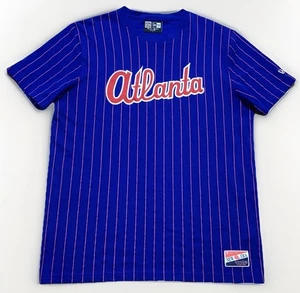 New Era Atlanta Braves Cooperstown Royal Pinstripe Short Sleeve Tee Men’s Large - Picture 1 of 11
