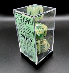 Chessex Dice 22409 Marble Green / dark green Mega-Hedral 7 Die Set - Picture 1 of 4