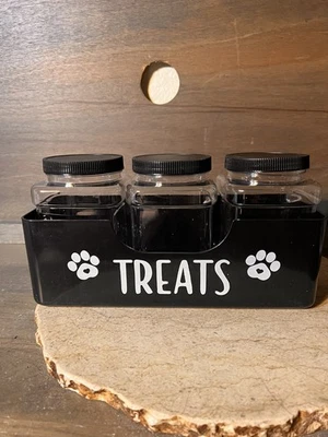 Contenedor de golosinas para perros organizador de alimentos para gatos con 3 frascos contenedor de almacenamiento de alimentos para mascotas... Foto 1 de 4