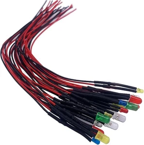 50PCS 12V 3mm LED Lights Emitting Diodes Pre Wired Micro Led Color - Picture 1 of 6