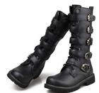 Mens Knee High Boots military  Combat Biker Riding boots Shoes