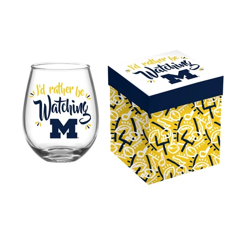 Michigan Wolverine's Stemless Wine Glass 17 oz Cover