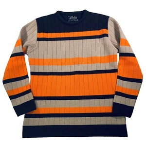 Suéter Manga Larga Lido California Para Hombres Naranja Negro Rayas Lana Virgen Talla M - Imagen 1 de 7