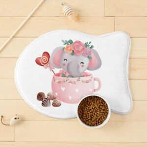 Valentine Cute Elephant in a mug Hearts Made to Order Pet Cat Kitten Mat