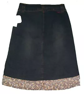 Gas Dark Blue Denim Stretch Skirt with Border Floral Print NWOT Sz 5 - Picture 1 of 6