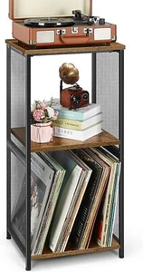3Tier End Table Record Player Stand Vinyl Record Player Table with Vinyl Storage - Picture 1 of 8