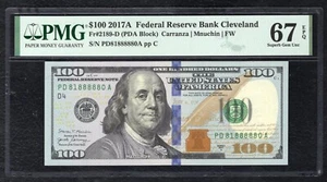 FR. 2189-D 2017-A $100 FRN “FANCY S/N PD81888880A” PMG GEM UNCIRCULATED-67EPQ - Picture 1 of 2
