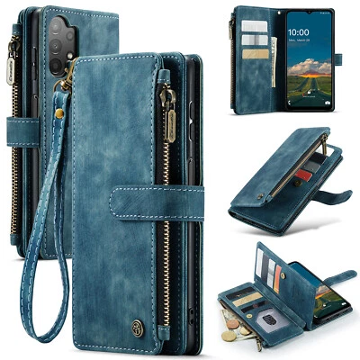 Para Samsung Galaxy A16 A53 A36 A54 A56 Cartera Grande Cremallera Cartera Estuche con Correa Foto 1 de 4