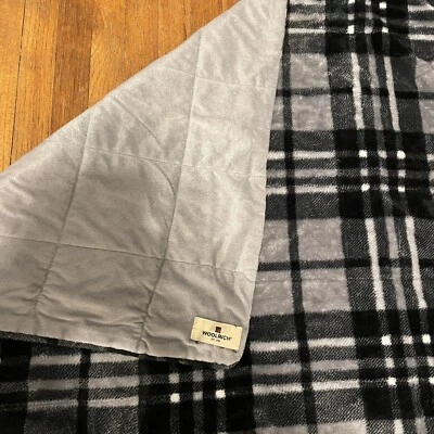 Woolrich Home Fleece Throw Blanket Grey Black Plaid Fuzzy Cozy 47" x 70" - Image 1 of 4