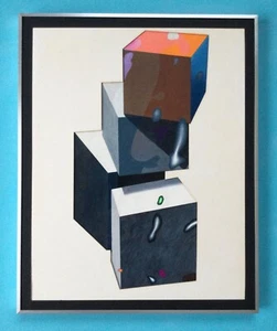 David OXTOBY Rare Encre Découpage 1973 Cubisme Vasarely Cubiste Victor Pop Art - Photo 1/8