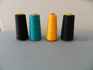 Overlock Spun Polyester Sewing Thread Yarn Spools On Cone Yellow Jade Black - Picture 1 of 10