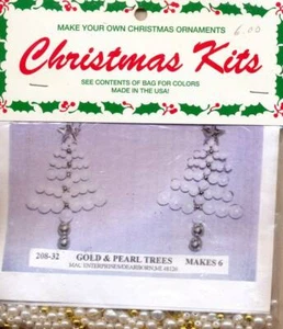 NEW MAC ENTERPRISES GOLD AND PEARL TREES ORNAMENTS MAKES 6 - Bild 1 von 2
