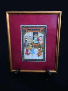 Vintage Mughal Painting, Persian Religious Gathering, Original Frame - Picture 1 of 3