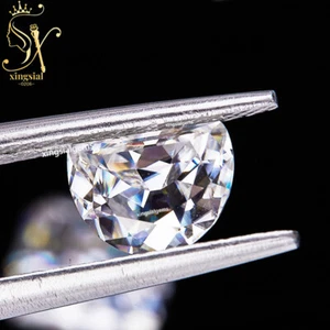 2Pcs White D Color Half Moon Cut Moissanite Loose Stone VVS For Jewelry Gemstone - Picture 1 of 13