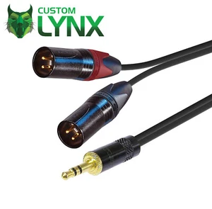 Neutrik Mini Stereo Gold TRS 3.5mm Jack to 2 x Male XLR Cable Insert Y Lead Gold - Picture 1 of 4