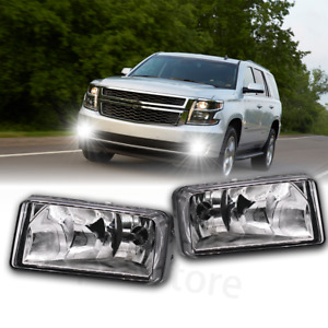 Clear Fog Lights Lamps w/Bulbs for 2007-2014 Chevy Tahoe Avalanche Suburban