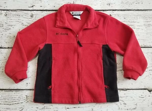 COLUMBIA 6-7 Red Black Fleece Full Zip Jacket Youth 6 7 - Picture 1 of 5