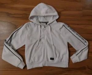 Damen Unisex Hoodie Kapuzenpullover Gr S Sweatshirt Sweatjacke Zip Weiß Schwarz  - Bild 1 von 8