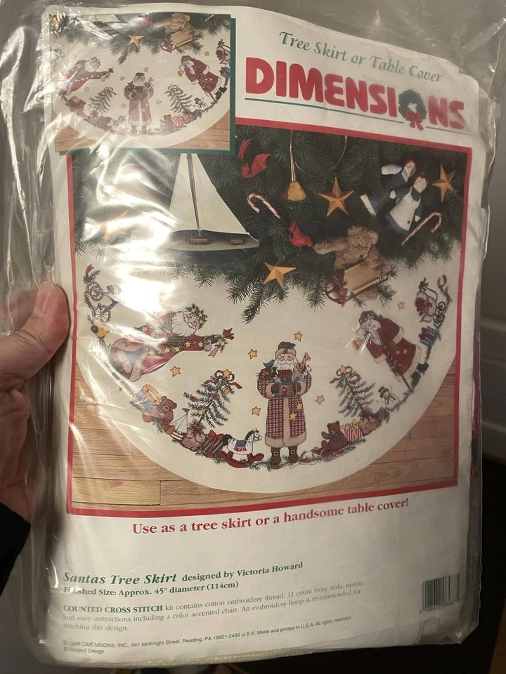 RARE Dimensions Santas Tree skirt Victoria Howard 8487 Cross stitch kit DDP USA - Image 1 of 2
