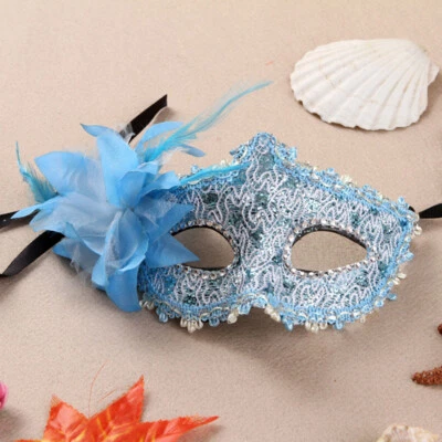 Glitter Masquerade Feather Venetian Mask Fancy Dress Party Theme Ball Eye Mask ∂ - Image 1 of 4