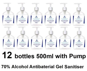 12 x Dynatise Instant Hand Sanitiser Gel Antibacterial 70% Alcohol 500ml Pump - Picture 1 of 1