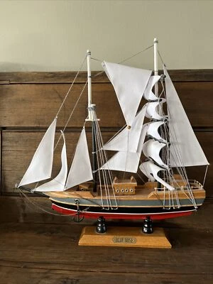 Model Ship Replica Blue Nose Schooner Wood 15" assembled sailing ship boat art - Image 1 of 4