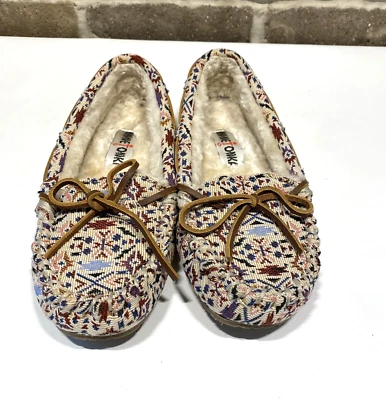 MINNETONKA CALLY Mocasín Zapatillas Brit Trapper Cuero Corbata Talla 5 Usadas en Excelente Condición Foto 1 de 4