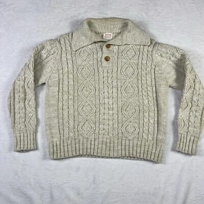 Thane Men’s Heavy Cable Knit Fisherman Henley Sweater Size XL Wood Buttons VTG - Image 1 of 4