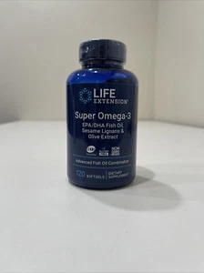 Life Extension Super Omega-3 Plus EPA/DHA Fish Oil Sesame Lignans Olive 120 SG - Picture 1 of 3