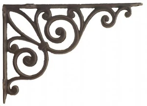 Wall Shelf Bracket Large Fleur De Lis Cast Iron Brace DIY Shelves - Picture 1 of 2