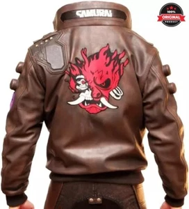 Ultimate Samurai CP 2077 Video Game Bomber Authentic Real Leather Cosplay Jacket - Picture 1 of 23