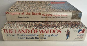 Vtg 550 Pc Jigsaw Puzzles Great American Puzzle The Land Of Waldos & Peguins - Picture 1 of 8