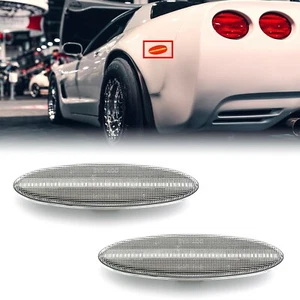 Par de lentes de lámpara de marcado lateral LED roja trasera transparente para Chevy Corvette C5 1997-2004 - Imagen 1 de 12