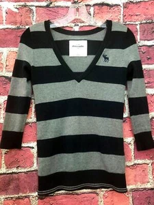 Suéter Abercrombie Niños Niñas Cuello en V a Rayas Mangas 3/4 Gris Marino L 14 - Imagen 1 de 12