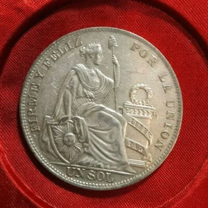 MONETA-1 SOL-DEL 1935-ARGENTO-25 GR-DIAMETRO 37MM-PERU-CONDIZIONI SPL - Foto 1 di 2