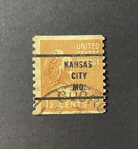 Kansas City, Missouri Type 62 Precancel - 1½ cents Prexie coil - U.S. #840 - MO