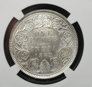 India Britannica 1882C Rupia NGC MS 62 - Data Chiave - Molto Scarsa - Foto 1 di 4