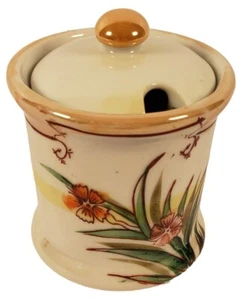 Jam Jelly Mustard Pot Jar Peach Lusterware Condiment Dish Japan Vintage A39 * - Picture 1 of 3