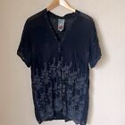 Jonny Was Black And Grey Floral Embroidered Tunic Shirt