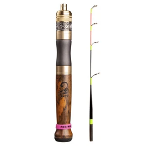 Canna da pesca portatile ultra corta 2 sezioni in fibra di vetro sezione corta - Foto 1 di 4