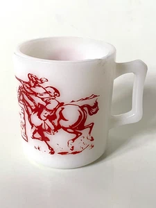 Taza de vidrio de leche blanca para niños DAVY CROCKETT roja vintage de los años 50 famosa Frontiersman - Imagen 1 de 8