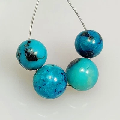 7.23 Ct  Natural Blue Turquoise Round Ball Beads - 9206 - Image 1 of 2