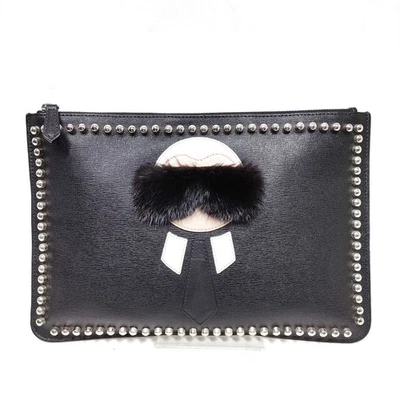 NO TARIFF Fendi Clutch Bag Black Leather 3980702 - Image 1 of 4