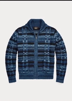 Cárdigan RRL Doble RL Ralph Lauren Índigo Mezcla de Algodón Cremallera Completa Foto 1 de 4