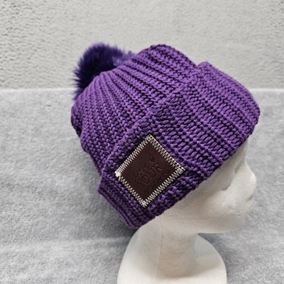 Love Your Melon Beanie Hat Dark Purple Knit Removable Pom Pom Hat Winter Ski - Image 1 of 4