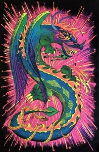 VINTAGE BLACKLIGHT POSTER FIRE DRAGON #988 1972 Funky Enterprises - Picture 1 of 8