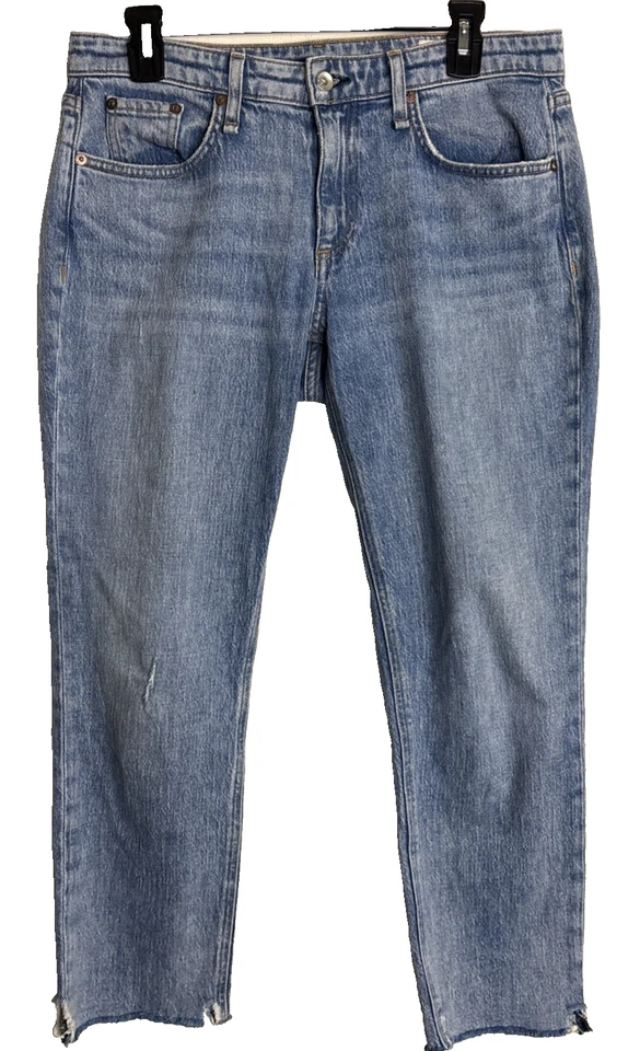 Rag & Bone Dre Low-Rise Slim Boyfriend Jeans Frayed Hem Size 27 (32x26)Denim USA - Image 1 of 4