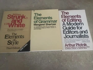 Lot Of 3:Elements Of Style Strunk White,Elements Of Editing,Elements Of Grammar - Picture 1 of 3