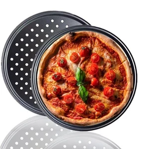 Steel Pizza Pan with Holes 24-32CM Pizza Tray Baking Tray Non-stick Pizza Brmch - Picture 1 of 19
